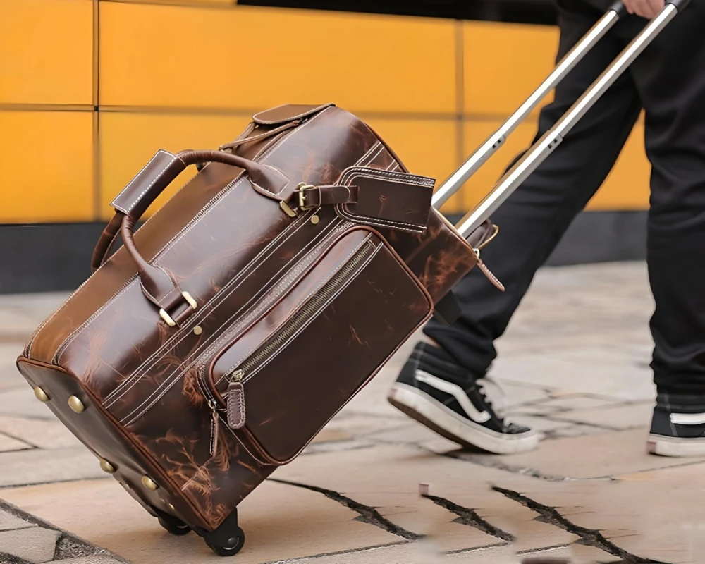 leather duffel carry on